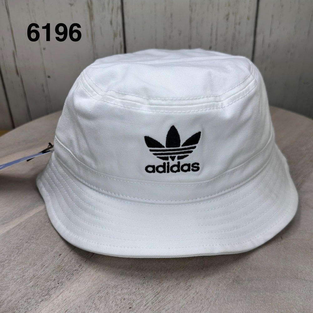 Adidas Originals White Bucket Hat Trefoil Logo Embroidered Streetwear New